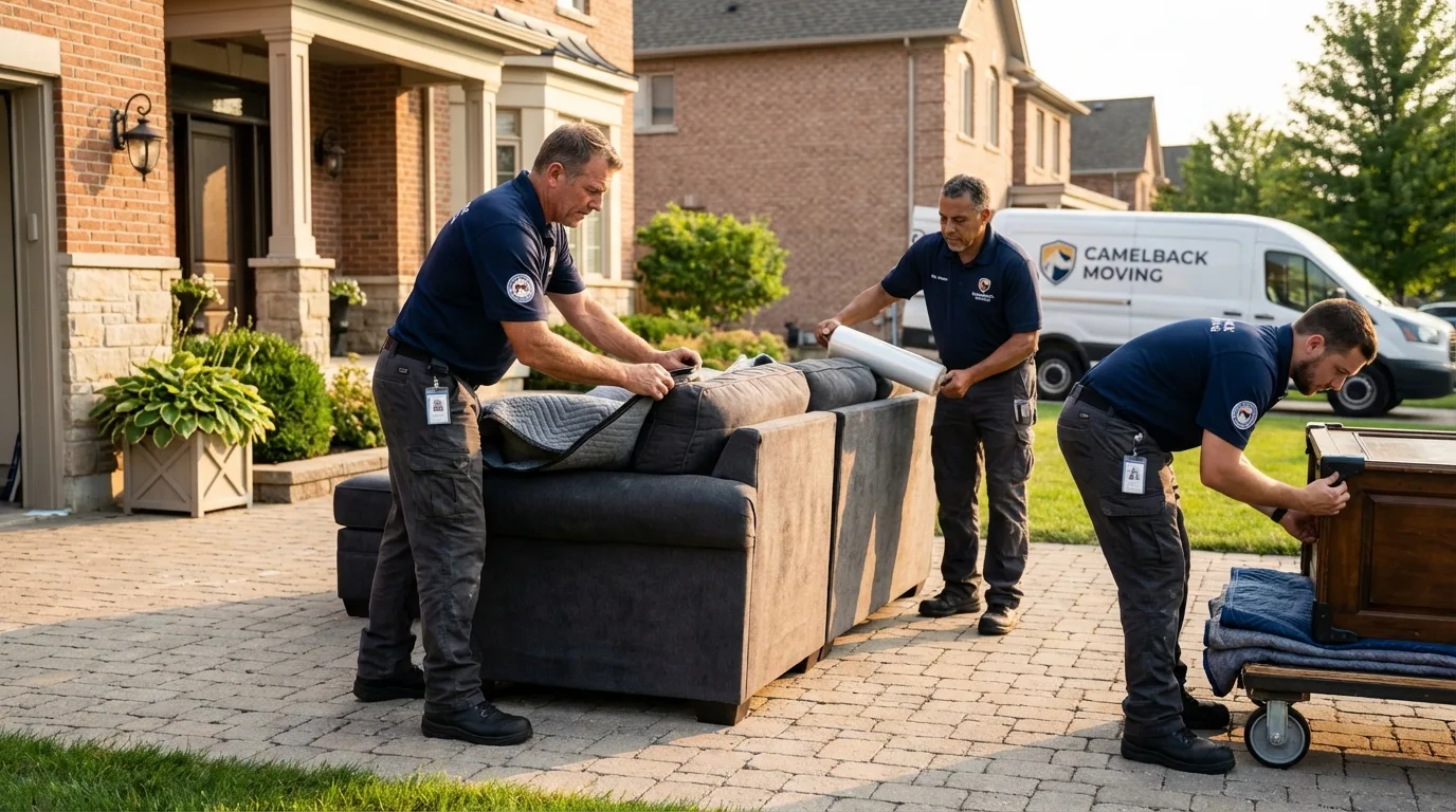 Large estate moving crew wrapping furniture in Weyauwega, WI