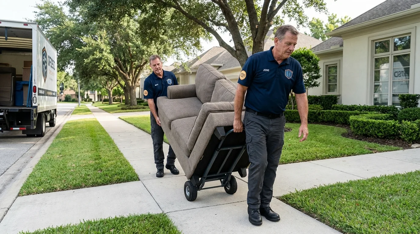 Local residential moving crew loading furniture in Weyauwega, WI